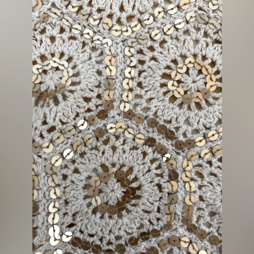 LN White House Black Market Cropped Embroidered Knit Sequin Open Cardigan Y2K - Picture 12 of 16